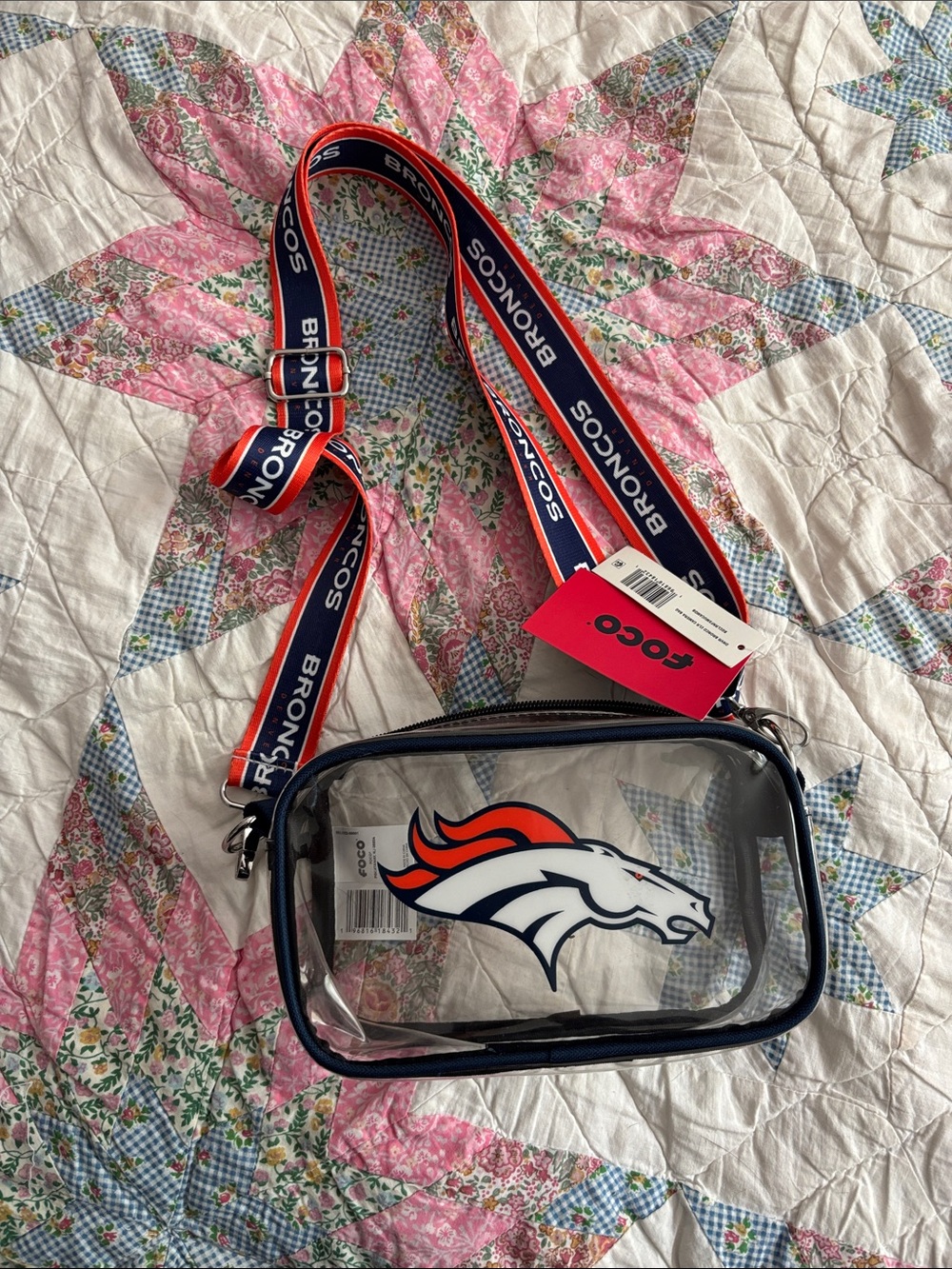 Denver Broncos Clear Crossbody Bag with Logo Strap